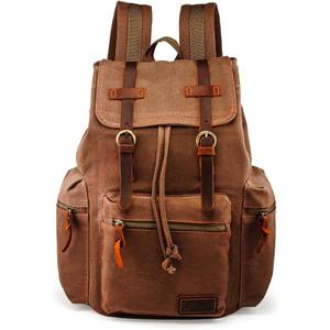 GEARONIC Vintage Canvas Backpack, Casual Daypack Backpacks for Men Women, 15inch Laptop Bag Travel Hiking Camping Rucksack