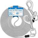 Tie Out Cable, 40FT Runner Cable with Swivel Hook, Dog Leash Run Tether for Yard Outdoor and Camping, for Small to Medium Pets Up to 250 LBS (Silver, 40FT 250LBS）