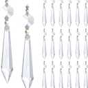 H&D HYALINE & DORA Crystal Icicle Prisms Clear Glass Bead Octogan for Lamp Drop Chandelier DIY Decoration Suncatcher, Pack of 20(2.4 inch)
