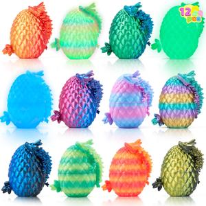 JOYIN 12 Pcs 3D Printed Dragon Eggs with Colorful Dragon Inside, Magic Articulated Toys, Basket Stuffers for Boys & Girls, Easter Theme Party Favors, Easter Egg Hunt, Classroom Prize Supplies Gifts
