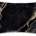 Gold Black Marble Satin Pillow Case King Size,Soft Pillowcases for Hair and Skin Similar to Silk,Pillowcases with Hidden Zipper Bedding Accessories,20X36 Inches,1 Pack