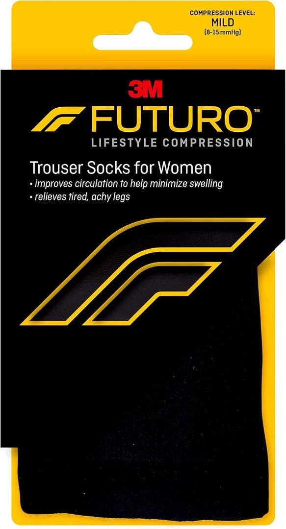 Futuro Energizing Trouser Socks for Women, Mild Compression, Medium, Black (1 Pair (Pack of 1))