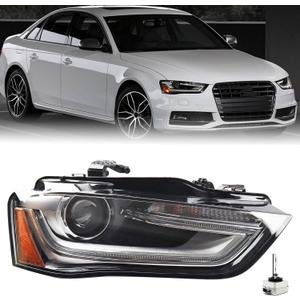 RH With Low/High Beam Light Headlight Fit for 2013-2016 Audi A4 S4 Headlamp Assembly Right Passenger Side HID/Xenon Non-AFS Projector AU2503181 8K0941044E