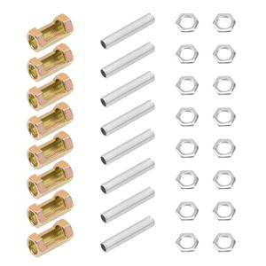 8 Sets M10 Lamp Pipe Repair Parts Kits, M10x30 Hexagon Open Nut, M10x50 All Thread Lamp Pipe Nipples, M10 Hex Lock Nut