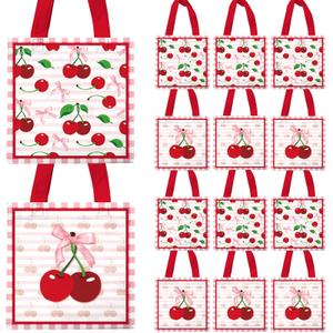 VDESFUEBY Cherry Party Favor Bag Cherry Non Woven Gift Goodie Treat Candy Bag for Birthday Baby Shower She's The Cherry On Top Party Supplies, 20Pcs
