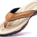 GUBARUN Mens Sport Flip Flops Comfort Casual Thong Sandals Outdoor (11, Khaki)