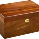 Wood Box Large Decorative Acacia Wooden Storage Hand-Crafted box Hinged Lid Locking Key Removable and Divider Premium Keepsake Memory Chest Gift Boxes 11 X 8.5 X 5 Inches for Jewelry Photos Valuables