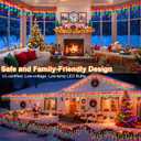 KNONEW Christmas Lights Outdoor Decorations 400 LED 33ft 8 Modes Curtain Fairy String Light with 75 Drops, Clear Wire LED String Light for Wedding Party Holiday Christmas Decorations Multicolor