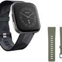 Fitbit Versa 2 Special Edition Health and Fitness Smartwatch with Heart Rate, Music, Alexa Built-In, Sleep and Swim Tracking, Smoke Woven/Mist Grey, One Size (S and L Bands Included)