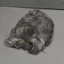RENERSHOW Short Grey Curly Wigs for White Women Sliver Gray Synthetic Wig with Bangs Full Puffy Curly Grey Short Wig