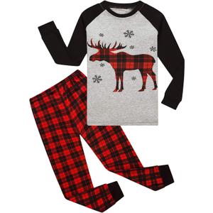 Dolphin&Fish Boys Christmas Pajamas Kids Sleepwear Long Sleeve Sets Toddler Cotton Clothes Size 14 Gray