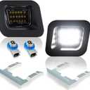 D-Lumina LED License Plate Lights with Clip Retainer Sockets for 2003-2018 Dodge Ram 1500 2500 3500 Pickup Truck, Smoked Lens Tag Lamp Powered by 18-SMD 6000K White with Load Resistors, Pack of 2