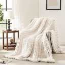L'AGRATY Chunky Knit Blanket Throw,Soft Chenille Yarn Throw 50x60Handmade Thick Cable Knit Crochet Blanket, Large Rope Knot Throw Blanket for Couch Home Decor (50"x60", Ivory)