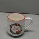 Christmas Ceramic Coffee Mug Set of 6, 16 OZ Holiday Porcelain Mugs, Wreath with Red Cardinal design With words Hope,Peace, Cheer, Joy, Love, Believe Cups for Xmas Gift Party Supplies