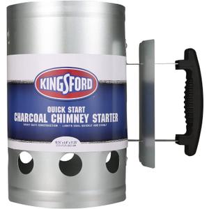 KINGSFORD Heavy Duty Deluxe Charcoal Chimney Starter | BBQ Chimney Starter for Charcoal Grill and Barbecues, Compact Easy to Use Chimney Starters and BBQ Grill Tools, Silver (1 Count)
