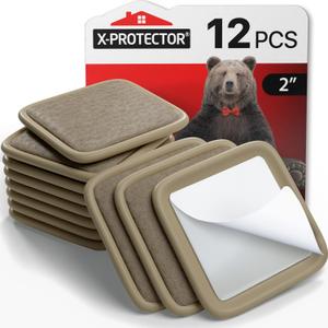 Furniture Sliders for Hardwood Floors X-Protector 12 PCS - 2 Furniture Floor Protectors  Beige Furniture Coasters  Carpeted Pads  Moving Furniture Pads Sliders!