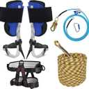 Tree Climbing Spikes Kit for Tree Work, Tree Climbing Gear with Climbing Belt and 120FT Rope, Wire Core Flip Line Kit with Triple Lock Lanyard Adjuster, Arborist Equipment Set for Climbing