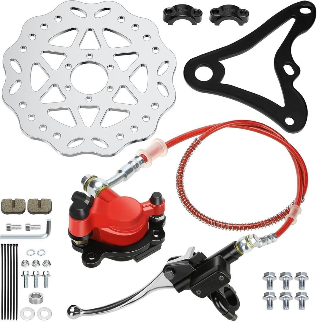 Mega Moto 80cc Mini Bike Hydraulic Brakes Kit with 180mm Disc Brake Rotor Compatible with Monster Moto 105cc mm80 Minibike GMB100 Coleman RB100 RT100 Parts Rear Brake Caliper Mounting Bracket