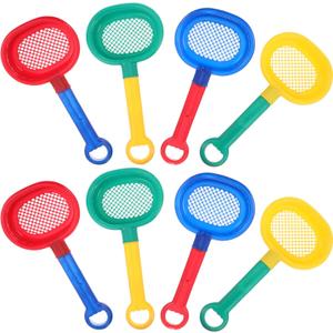 Kids Beach Toys Sand Sifters with Long Handle 8-Piece Plastic Sand Shovel Set for Outdoor Bath Sandbox Play (9.24 x 4.52 x 0.98 inches)