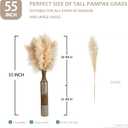 55inch 10pcs Dried Pampas Grass Decor Tall-Tall Pampas Grass for Floor Vase,Brown Large Pompas Grass Floral-Long Fluffy Pompas Grass for Living Room,Corner,Farmhouse,Wedding and Boho Home Decor