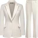 Women's Suit 2 Piece Set Pinstripe Blazer and Bootcut Dressy Pants Set for Work Office Business Outfits (XX-Large, Apricot)