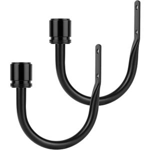 Curtain Holdbacks 2 Pack, HOTOZON Decorative Curtain Tieback with Screws Wall Mounted, Curtain Hooks for Drapes with Simple End Finials, Black (1 Pair/2 Pack), Small