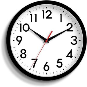 DAXSMY 12 Inch Wall Clock Silent Non-Ticking Battery Operated Analog Clock Decorative for Office Kitchen Outdoor Living Room Classroom Bedroom Bathroom School(Black)