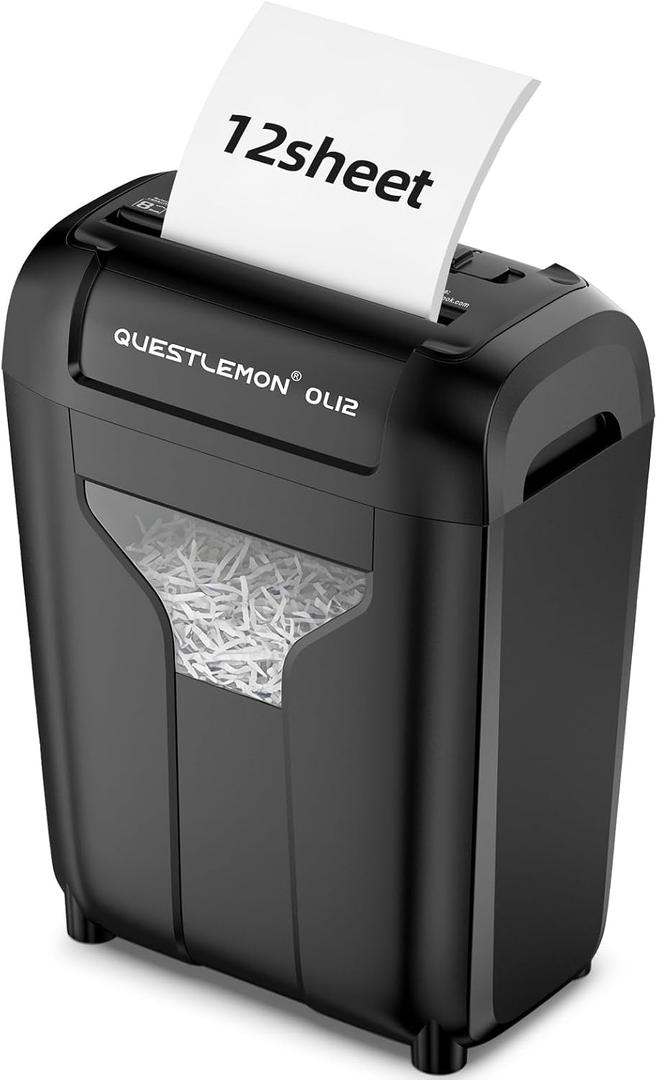 12-Sheet Paper Shredder for Home, Quiet Cross Cut Shredders, P-4 Ultra Security, 4.5 Gal Bin, Shred Quietly for Shred for Credit Card, Mail, Staples, <58 dB(OL12)