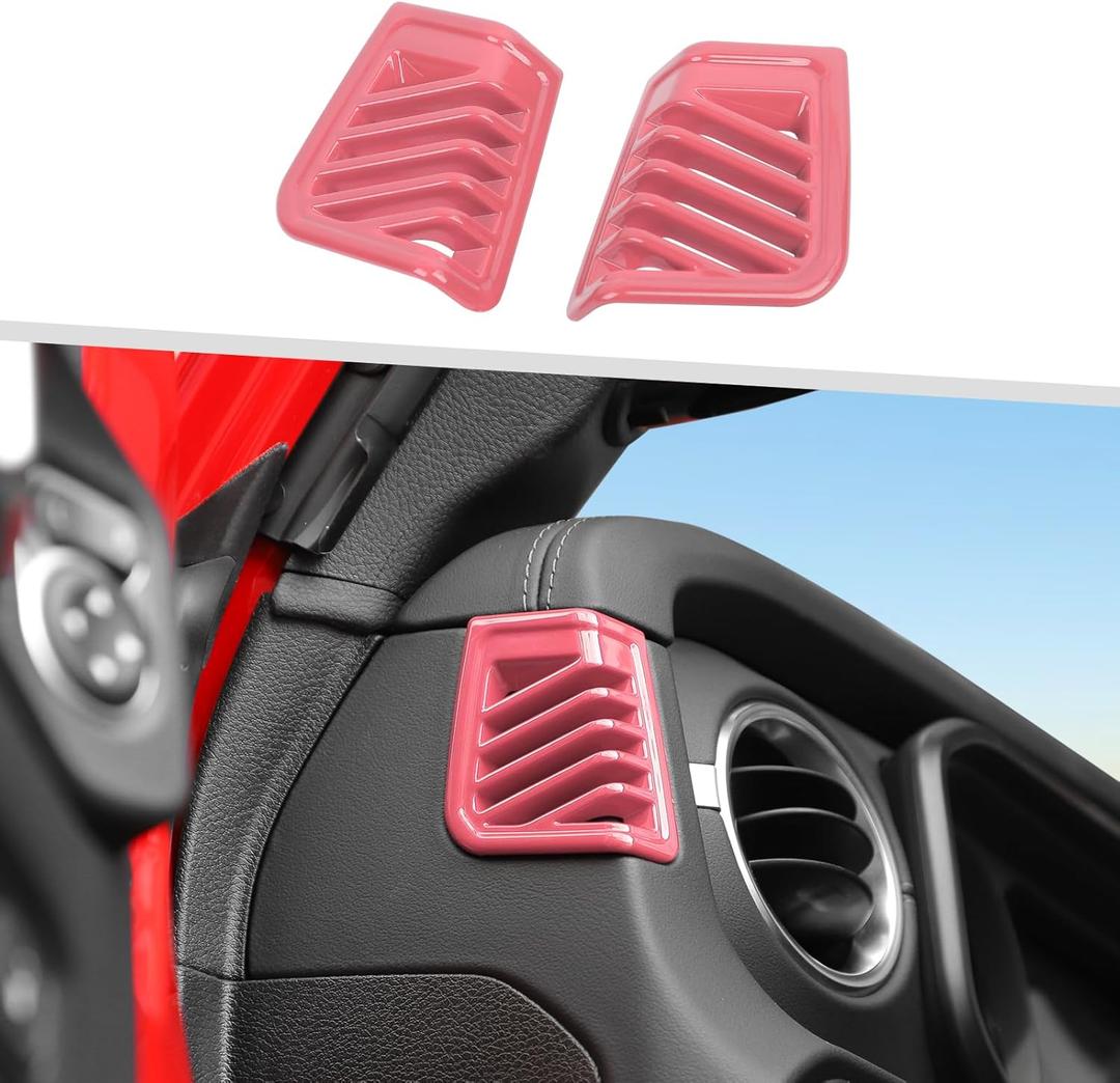Jimen Compatible with Jeep Wrangler JL Unlimited Gladiator JT 2024-2025, 2PCS Dash Side Air Vent Cover Trim (Pink)