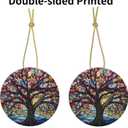 7 x Tree of Life Ornament Christmas Decoration Christmas Tree Ornaments Gift Round Ceramic Bauble Present Holiday Keepsake