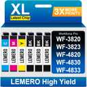 LEMERO Remanufactured Replacement for Epson 822XL Ink Cartridges High Yield Work with Workforce Pro WF-3820 WF-3823 WF-4820 WF-4830 WF-4833 Printer Latest Chip (6-Pack 3 Black, 1 Cyan/Magenta/Yellow)