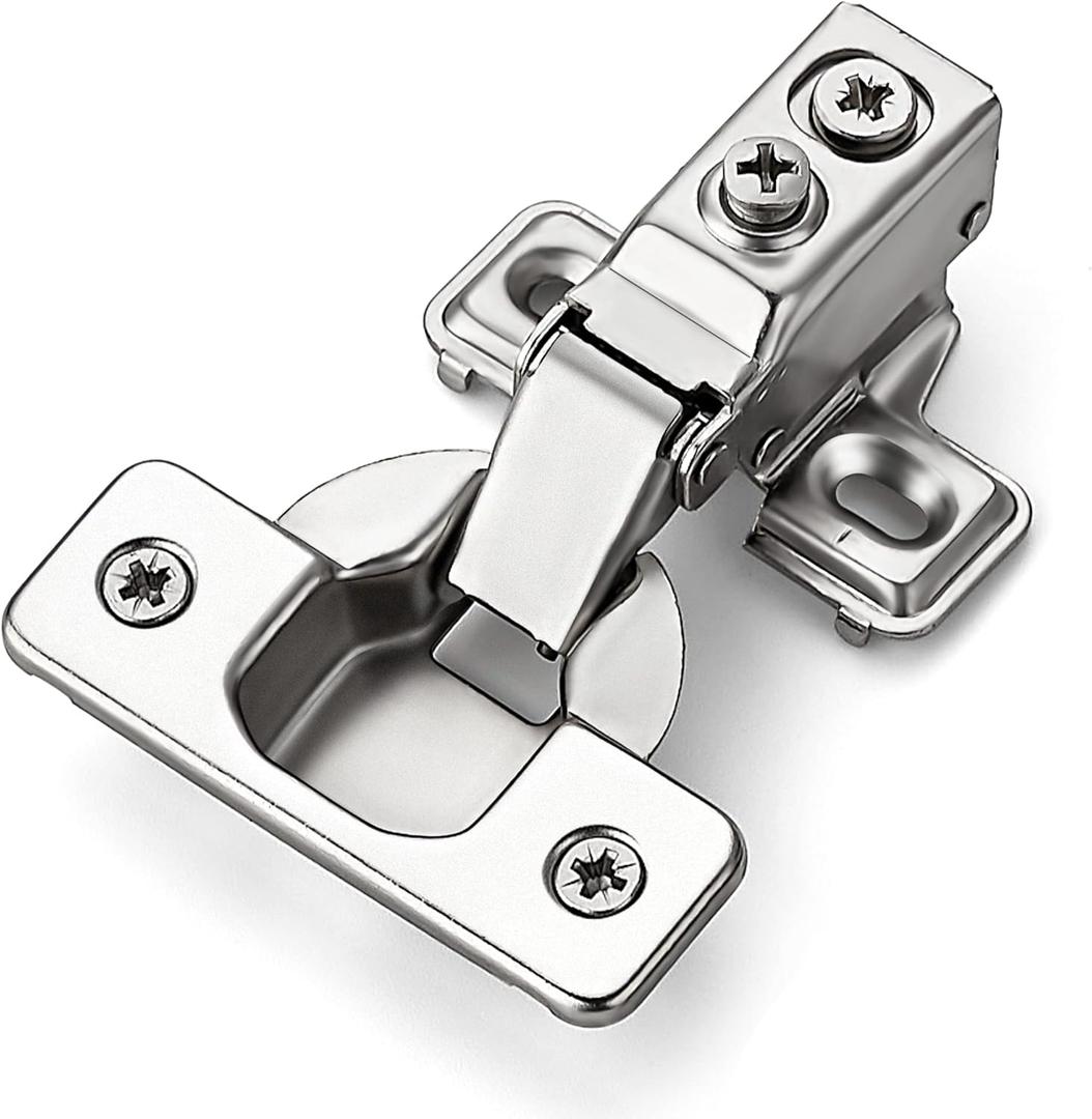 Ravinte 60 Pack 30 Pairs Short Arm Kitchen Cabinet Hinges for 5/8 Inch Overlay Cabinet, Brushed Nickel 105 Degree Opening Angle Hinges, Soft Close Concealed with Mounting Screws for Face Frame Door