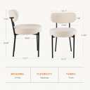 Sweetcrispy Dining Chairs Set of 2, Boucle Upholstered Modern Mid Century Round Kitchen Chairs with Curved Backrest & Metal Legs for Vanity, Living Room - Beige