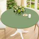 Smiry Round Spandex Tablecloth, Elastic Fitted Washable Tablecloths for 36"-44" Tables, Waterpoof Stretch Picnic Table Cover for Dining, Indoor and Outdoor, Sage Green, For Up to 36"-44" Round