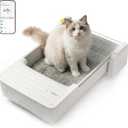 UBPET Self Cleaning Cat Litter Box, Open-Top Automatic Litter Box for Multiple Cats, Weight Sensors Safety Protection, Smart APP Control, Odor-Free Waste Disposal, Works with Bentonite Mineral Litter