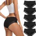 ADOVAKKER Women's Underwear Low Rise Lady Micro Smooth Breathable Briefs Hipster Panties Multipack Printing J-S1 (Large)