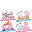 4Pcs Football Party Decorations 2025 Wooden Table Centerpieces, Sport Theme Football Table Decorations Touch Down Game Time Tiered Tray Decor for Sports Game Day Home Decor