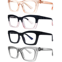 SIGVAN 6 Pack Oprah Style Reading Glasses Blue Light Blocking Square Computer Spring Hinge Readers for Women, + 2.0