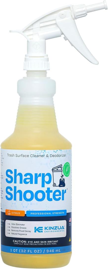 Sharpshooter, Heavy-Duty Trash Can Odor Eliminator & Degreaser, Garbage Surface Cleaner and Deodorizer Foam, Professional-Grade, Fresh Citrus Scent, 32 oz