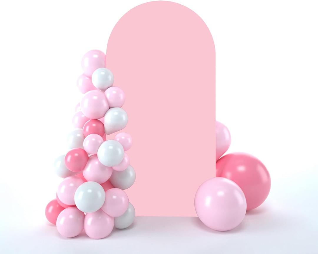 bricia Wedding Arch Backdrop Stand Cover, 6FT Double Sided Stretchy Arch Cover Fitted Wedding Birthday Party Banquet Decoration (Pink 72''Lx31.2''W)