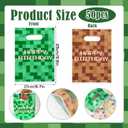 50pcs Pixel Birthday Party Favors Bags, Video Game Theme Happy Birthday Gift Treat Bag Pixel Party Favors for Decoration Candy Goodie Gift Snack (Green & Brown)