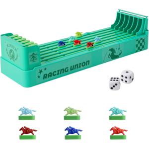 Horse Race Board Game, Electronic Horse Racing Game, Portable Tabletop Toys, Includes 6 Pieces and 2 Dice, Suitable for Family Gatherings, Parties, Competition Entertainment