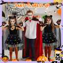 Black Cat Costume for Girls, Halloween Cat Costume Set with Light Up Tutu Skirt, Ears Headband Tail Gloves for Kids