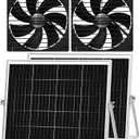 7.1" Solar Greenhouse Fan 2 Pack, 25W x 2 Large Solar Powered Intake and Exhaust Fan Outdoor Waterproof, 16.5 ft Cord, Strong Airflow for Chicken Coop Shed Cabin Circulation and Ventilation