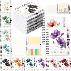 Glenmal 30 Sets End of Year Teacher Appreciation Gift Bulk Spiral Watercolor Notebook Thank You Gift for Teachers from Students Inspirational Journal with Bamboo Pens for Women Men Office Supplies
