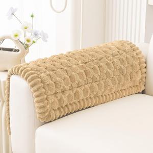 Smiry Couch Covers for Dogs Washable, Non Slip Fuzzy Pet Couch Covers for Sofa, Soft Thick Sofa Slipcovers Furniture Protector Pet Friendly (Camel, 27.6" x 27.6")