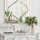 Square Wall Mirror 24 inch Silver Beveled Edge Gold Frame Luxury Art Decor