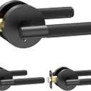 Amerdeco 3 Pack Matte Black Door Handles Interior, Knurled Privacy Door Handles with Lock,Heavy Duty Black Door Lever for Bedroom or Bathroom,Reversible Keyless for Left Right Handed Doors