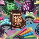 Beistle Glowing Black Light Reactive New Year's Eve Party Assortment for 50 People with Light Up Accessories, NYE Photo Booth Props and Favors, One Size, Multicolor
