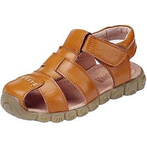 DADAWEN Boy's Girl's Leather Closed Toe Outdoor Sport Sandals (Toddler/Little Kid/Big Kid) Size 23/165